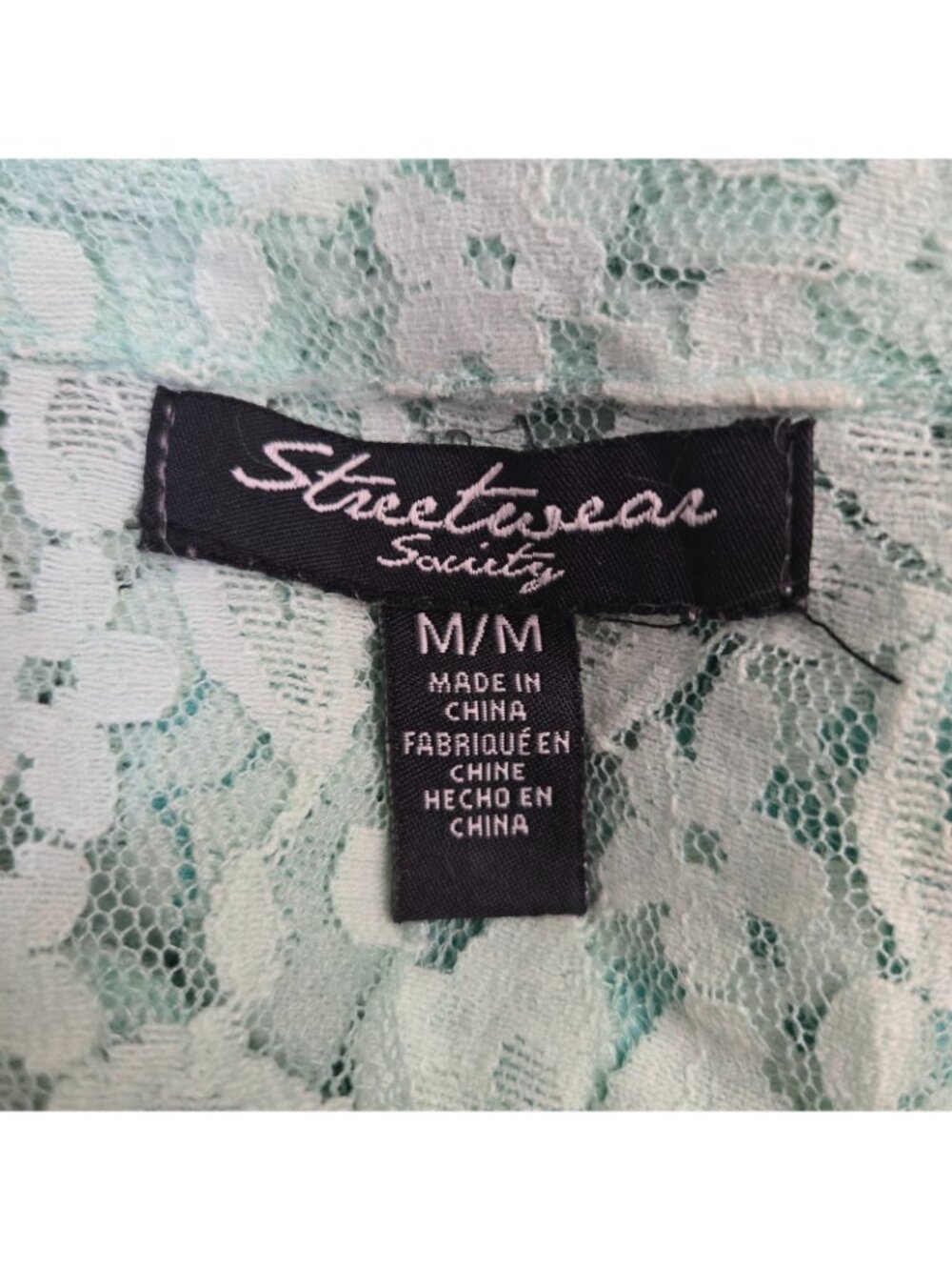 Y2K Aqua Mint Green Lace Button Up Blouse Size XS Office Siren Fairy Coquette - Picture 11 of 11